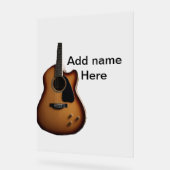 名前を追加文字茶色のアコースティックギター編集可能t アクリルサイン (傾斜)
