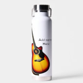 名前を追加文字茶色のアコースティックギター編集可能t ウォーターボトル (正面)