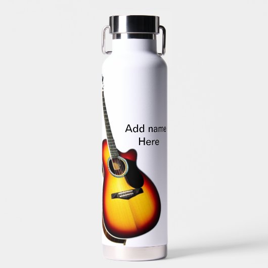 名前を追加文字茶色のアコースティックギター編集可能t ウォーターボトル (正面)