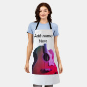 名前を追加文字茶色のアコースティックギター編集可能t エプロン (着用した状態)
