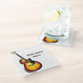 名前を追加文字茶色のアコースティックギター編集可能t ガラスコースター (アングル)