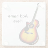 名前を追加文字茶色のアコースティックギター編集可能t ガラスコースター (裏面)