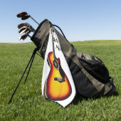 名前を追加文字茶色のアコースティックギター編集可能t ゴルフタオル (グリーン)