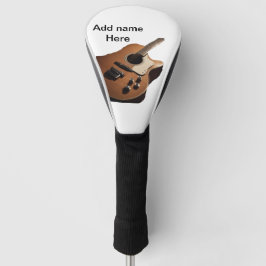 名前を追加文字茶色のアコースティックギター編集可能t ゴルフヘッドカバー