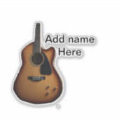 名前を追加文字茶色のアコースティックギター編集可能t シール (正面)