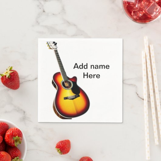 名前を追加文字茶色のアコースティックギター編集可能t スタンダードカクテルナプキン (インサイチュ)