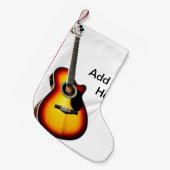 名前を追加文字茶色のアコースティックギター編集可能t スモールクリスマスストッキング (正面 (吊り時))