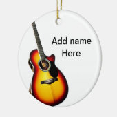 名前を追加文字茶色のアコースティックギター編集可能t セラミックオーナメント (左)