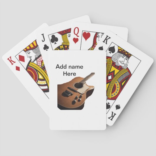 名前を追加文字茶色のアコースティックギター編集可能t トランプ (裏面)