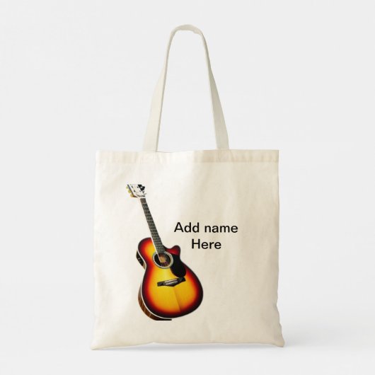 名前を追加文字茶色のアコースティックギター編集可能t トートバッグ (裏面)