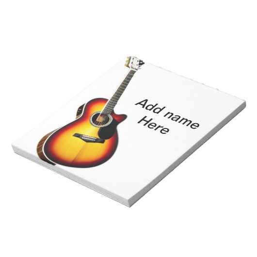名前を追加文字茶色のアコースティックギター編集可能t ノートパッド (回転)