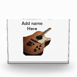 名前を追加文字茶色のアコースティックギター編集可能t フォトブロック