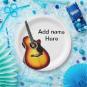 名前を追加文字茶色のアコースティックギター編集可能t ペーパープレート (パーティー)