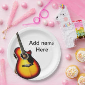 名前を追加文字茶色のアコースティックギター編集可能t ペーパープレート (パーティー)