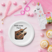 名前を追加文字茶色のアコースティックギター編集可能t ペーパープレート (パーティー)