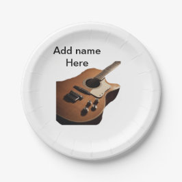 名前を追加文字茶色のアコースティックギター編集可能t ペーパープレート