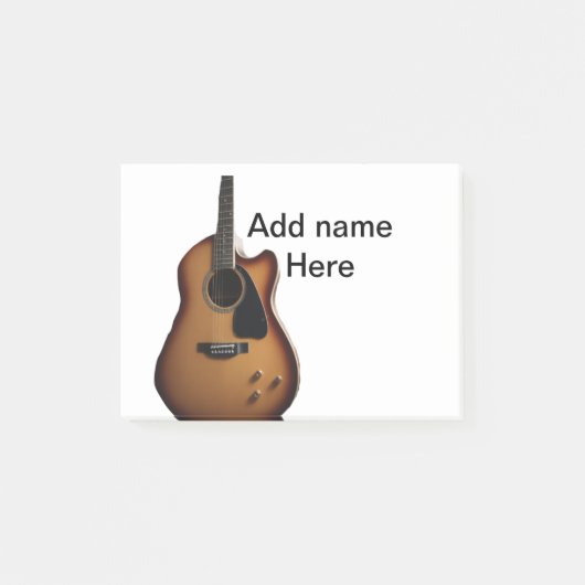 名前を追加文字茶色のアコースティックギター編集可能t ポストイット (正面)