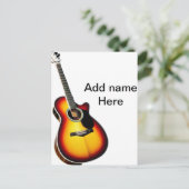 名前を追加文字茶色のアコースティックギター編集可能t ポストカード (スタンド正面)