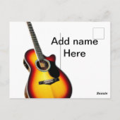 名前を追加文字茶色のアコースティックギター編集可能t ポストカード (裏面)