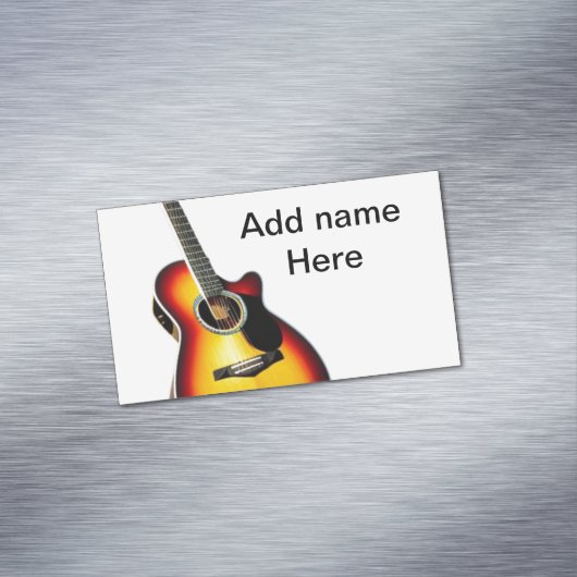 名前を追加文字茶色のアコースティックギター編集可能t マグネット名刺 (インサイチュ)