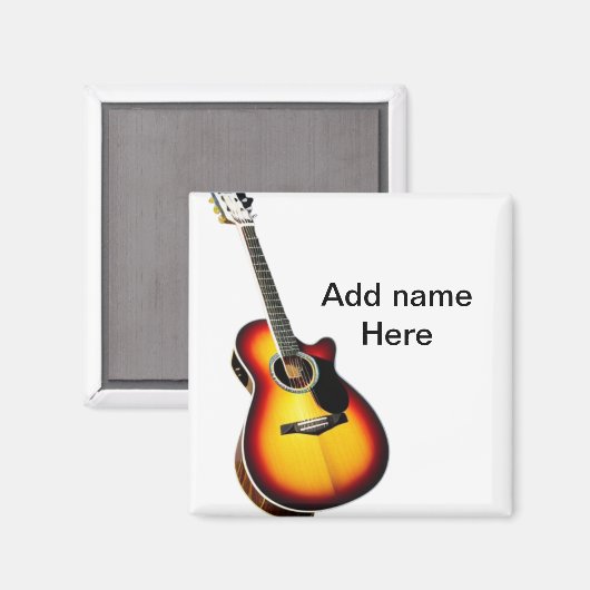 名前を追加文字茶色のアコースティックギター編集可能t マグネット (正面/裏面)