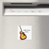 名前を追加文字茶色のアコースティックギター編集可能t マグネット (インサイチュ (食洗機))