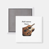 名前を追加文字茶色のアコースティックギター編集可能t マグネット (正面/裏面)