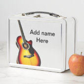 名前を追加文字茶色のアコースティックギター編集可能t メタルランチボックス (インサイチュ)