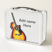 名前を追加文字茶色のアコースティックギター編集可能t メタルランチボックス (裏面)