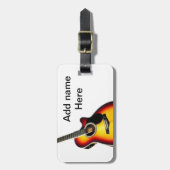 名前を追加文字茶色のアコースティックギター編集可能t ラゲッジタグ (正面縦)