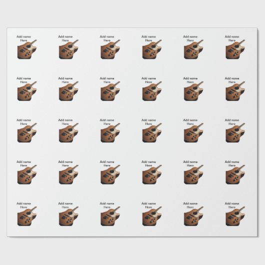 名前を追加文字茶色のアコースティックギター編集可能t ラッピングペーパー (フラット)