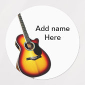 名前を追加文字茶色のアコースティックギター編集可能t ラベル (デザイン2)