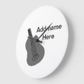 名前を追加文字茶色のアコースティックギター編集可能t ラージ壁時計 (傾斜)