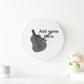 名前を追加文字茶色のアコースティックギター編集可能t ラージ壁時計 (ホーム)