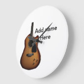 名前を追加文字茶色のアコースティックギター編集可能t ラージ壁時計 (傾斜)