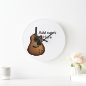 名前を追加文字茶色のアコースティックギター編集可能t ラージ壁時計 (ホーム)