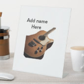名前を追加文字茶色のアコースティックギター編集可能t 台座サイン (インサイチュ)