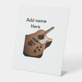 名前を追加文字茶色のアコースティックギター編集可能t 台座サイン
