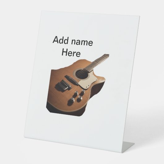 名前を追加文字茶色のアコースティックギター編集可能t 台座サイン (正面)