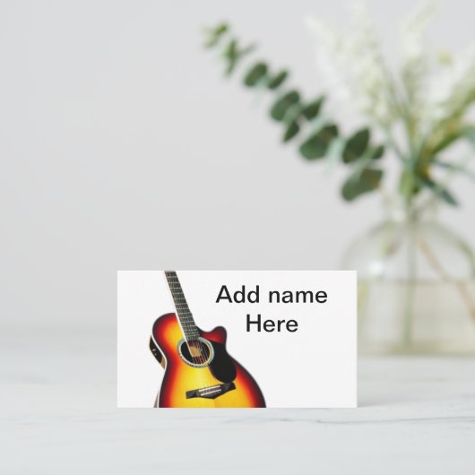 名前を追加文字茶色のアコースティックギター編集可能t 名刺 (スタンド正面)