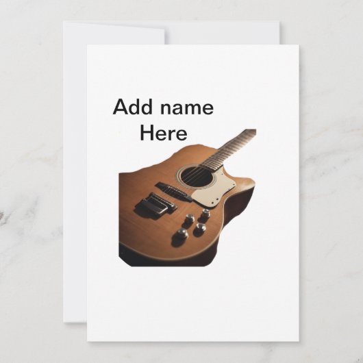 名前を追加文字茶色のアコースティックギター編集可能t 招待状 (正面)