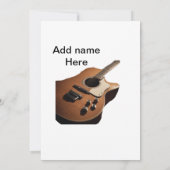名前を追加文字茶色のアコースティックギター編集可能t 招待状 (裏面)