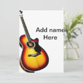 名前を追加文字茶色のアコースティックギター編集可能t 招待状 (スタンド正面)