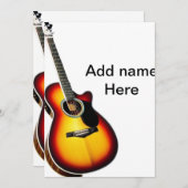 名前を追加文字茶色のアコースティックギター編集可能t 招待状 (正面/裏面)