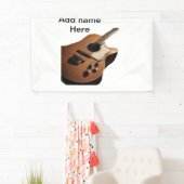 名前を追加文字茶色のアコースティックギター編集可能t 横断幕 (インサイチュ)