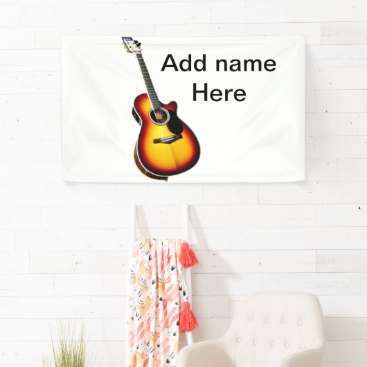 名前を追加文字茶色のアコースティックギター編集可能t 横断幕 (インサイチュ)