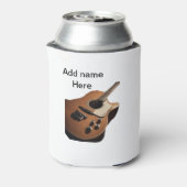 名前を追加文字茶色のアコースティックギター編集可能t 缶クーラー (缶裏面)