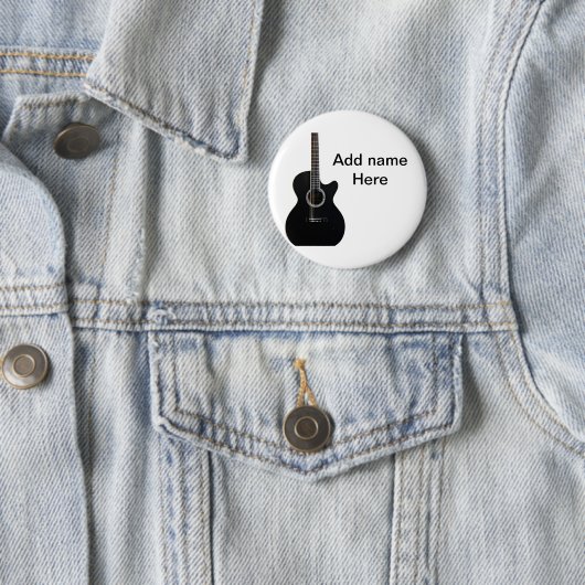 名前を追加文字茶色のアコースティックギター編集可能t 缶バッジ (インサイチュ)