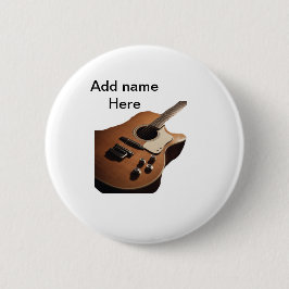 名前を追加文字茶色のアコースティックギター編集可能t 缶バッジ