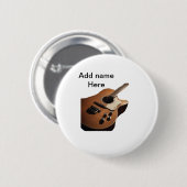 名前を追加文字茶色のアコースティックギター編集可能t 缶バッジ (正面&裏面)